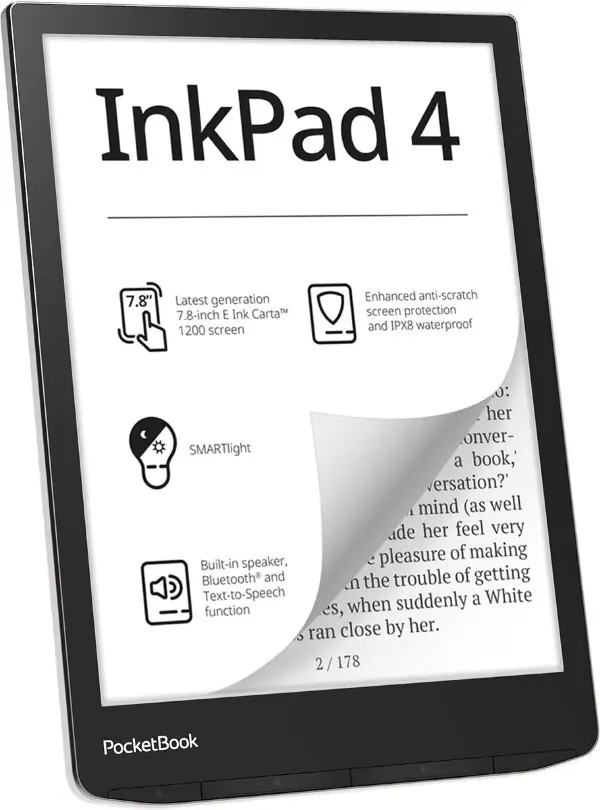 Електронна книжка PocketBook InkPad 4 (PB743G), IPX8, Stardust Silver