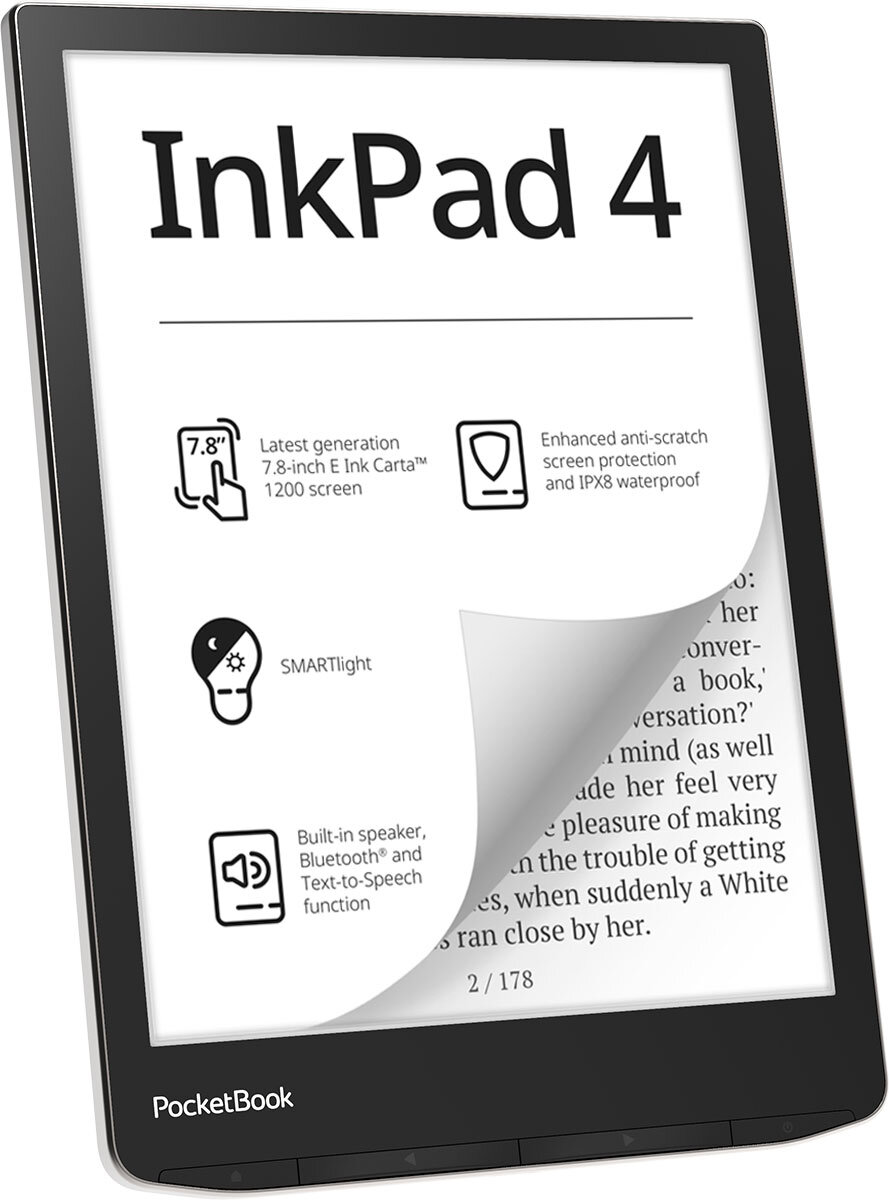Електронна книжка PocketBook InkPad 4 (PB743G), IPX8, Stardust Silver