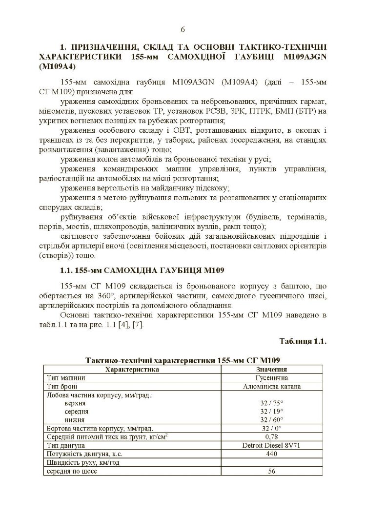 155-мм самохідна гаубиця М109A3GN (М109A4): методичний посібник