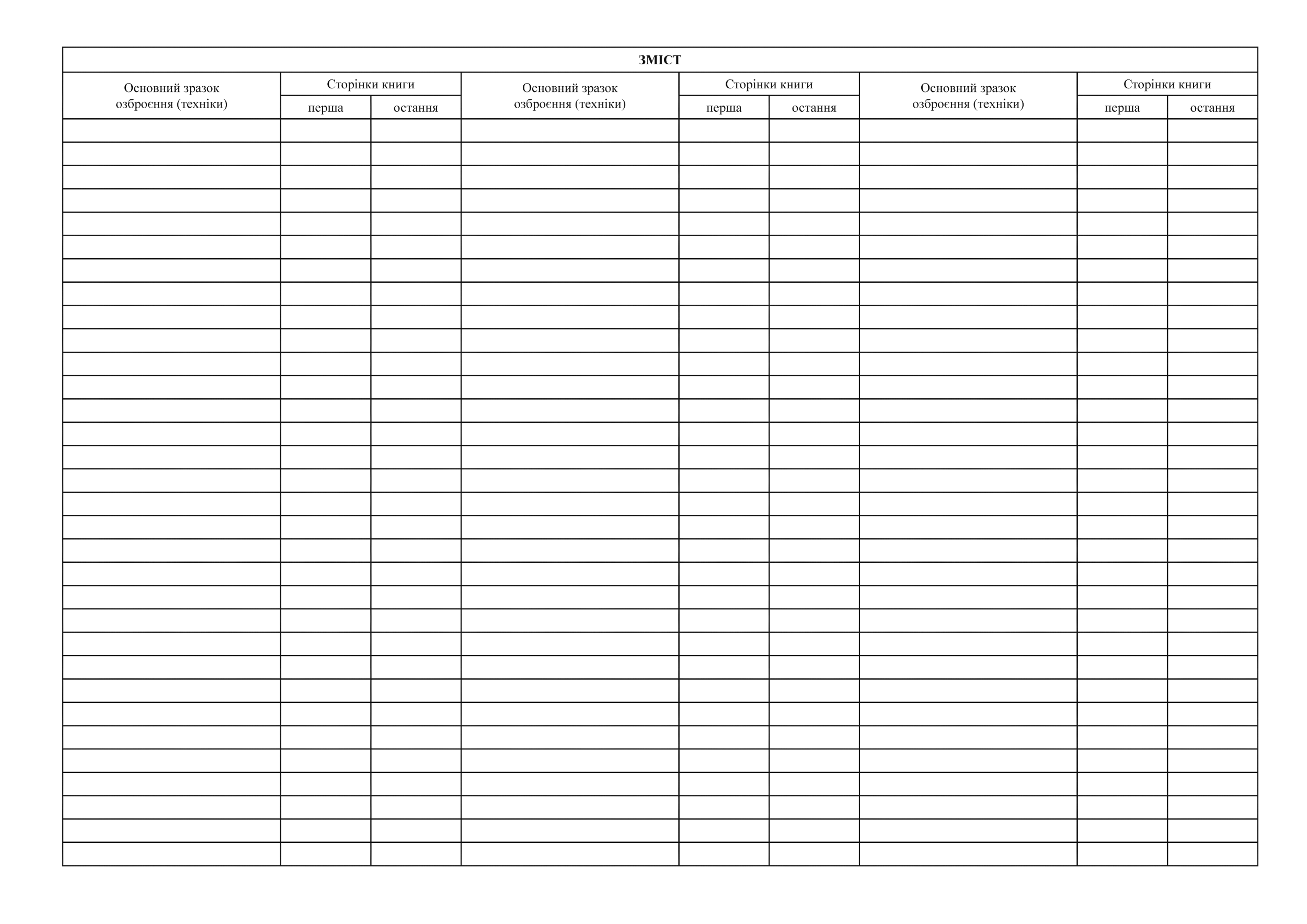Книга обліку озброєння та техніки за номерами і технічним станом, додаток 22