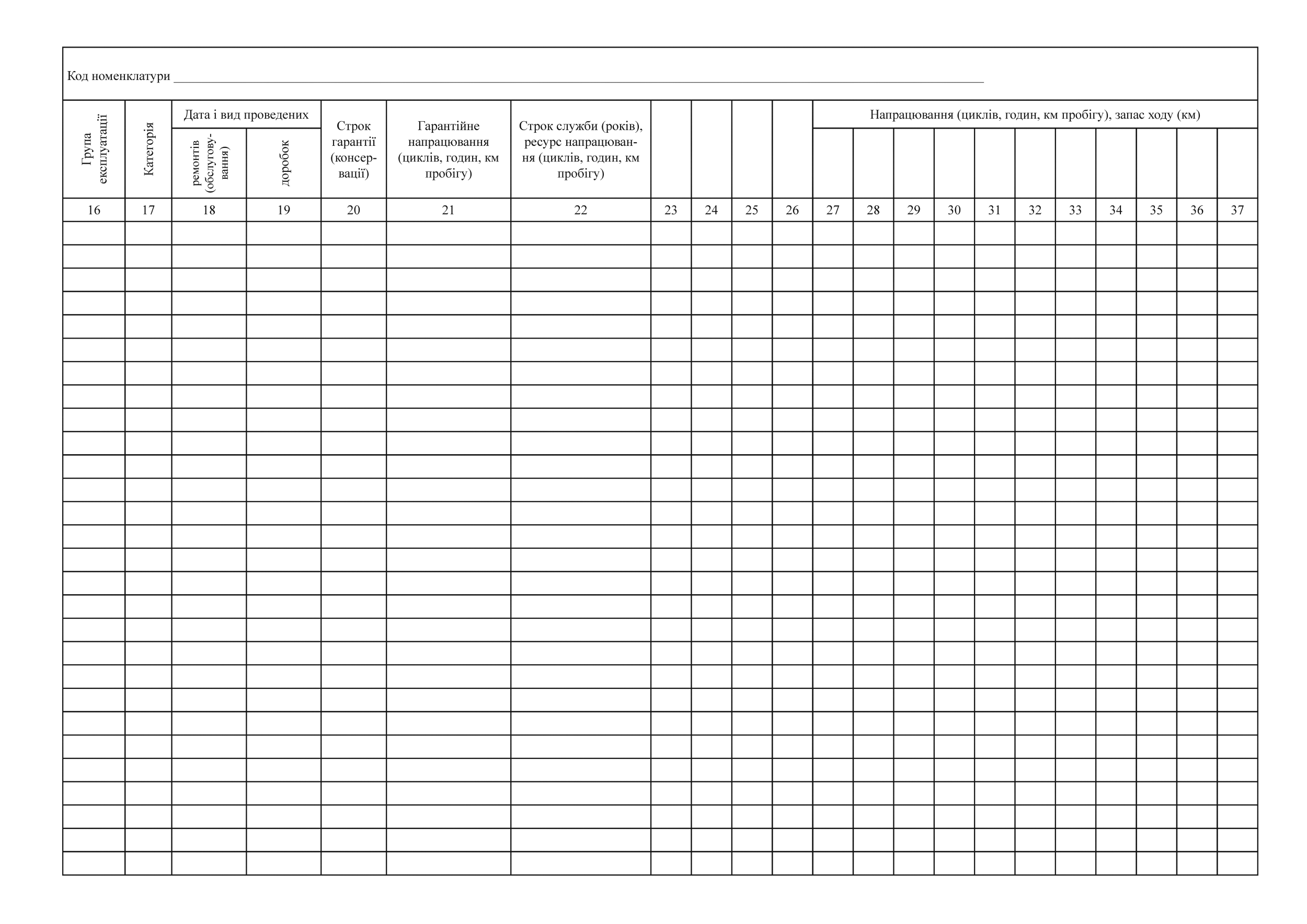 Книга обліку озброєння та техніки за номерами і технічним станом, додаток 22. Автор — МВС України. 