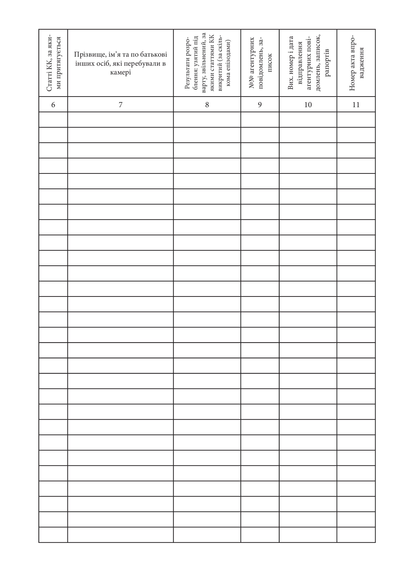 Журнал обліку внутрішньокамерних розробок. . 