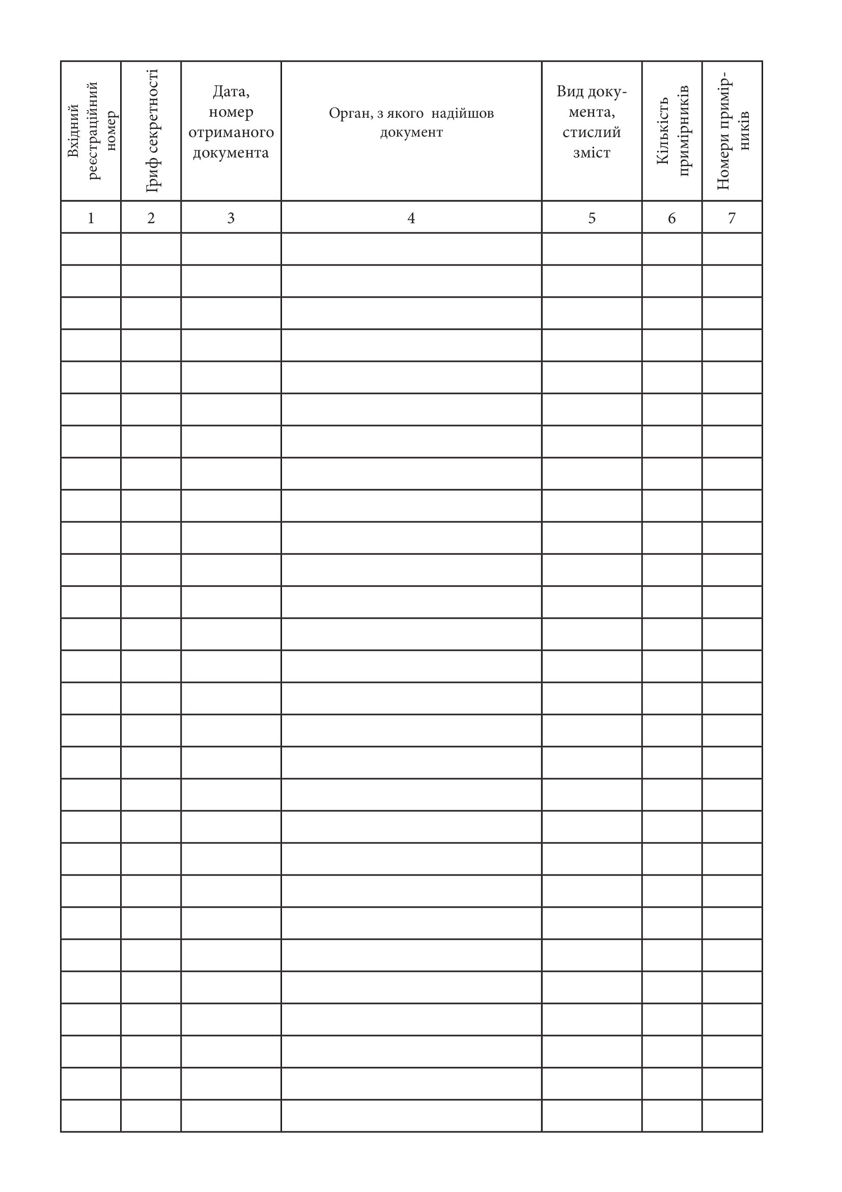 Журнал обліку вхідних документів (Нацпол)