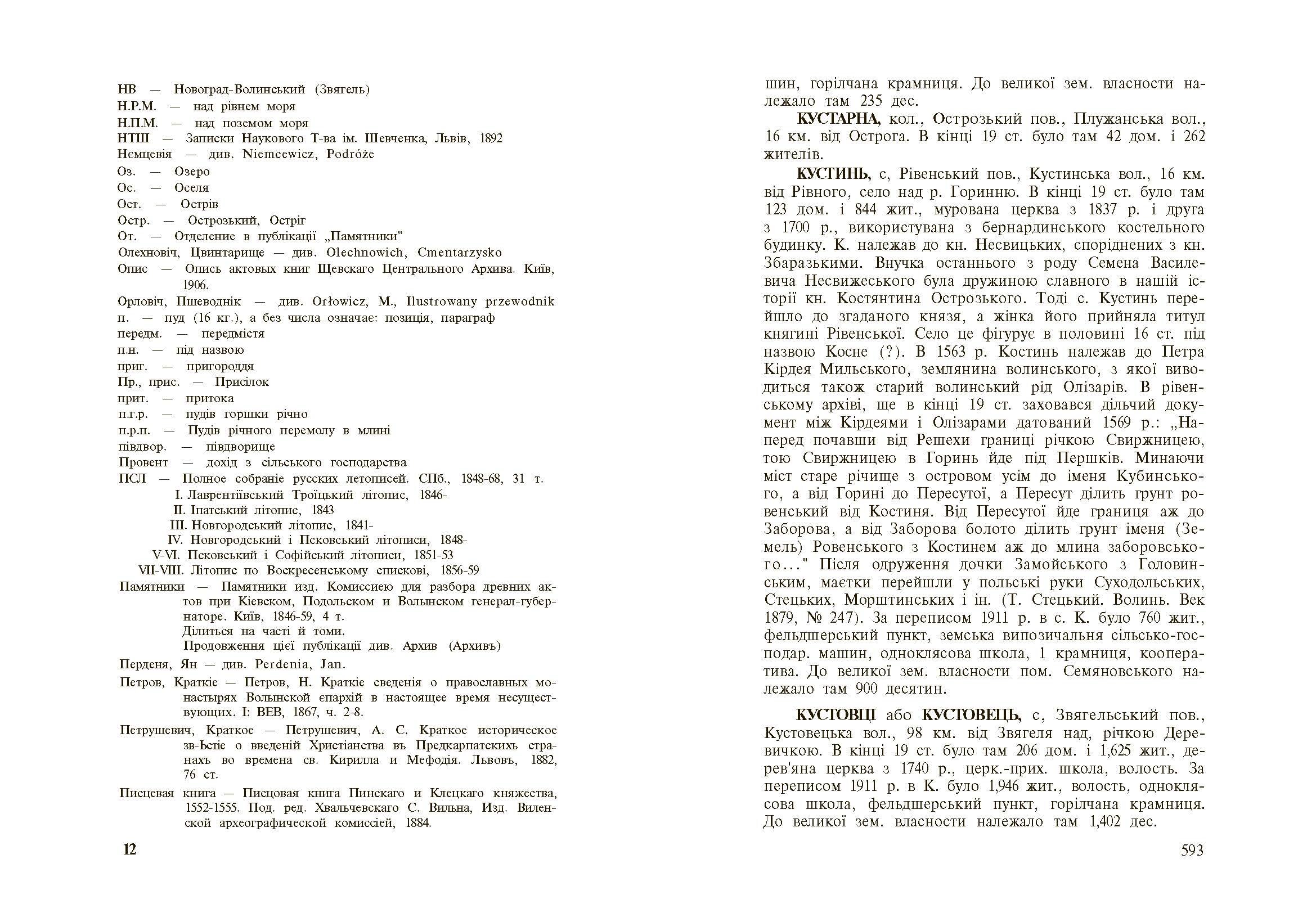 Стара Волинь і Волинське Полісся. Краєзнавчий словник від найдавніших часів до 1914 р. Том 1. Автор — Цинкаловський О.. 
