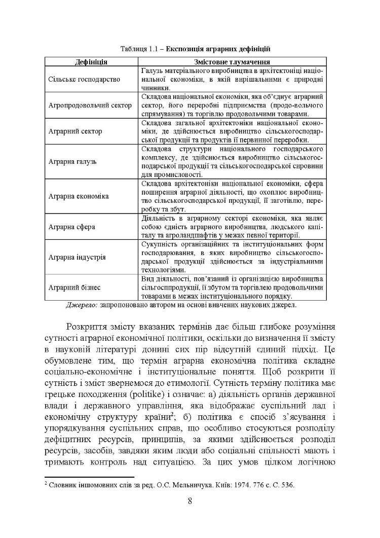 Аграрна економічна політика: підручник