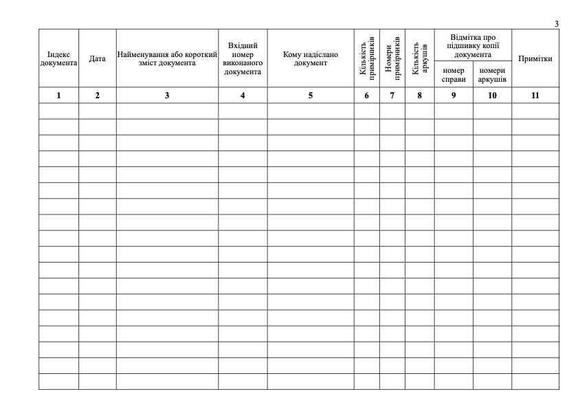 Журнал реєстрації вихідних документів, додаток 31