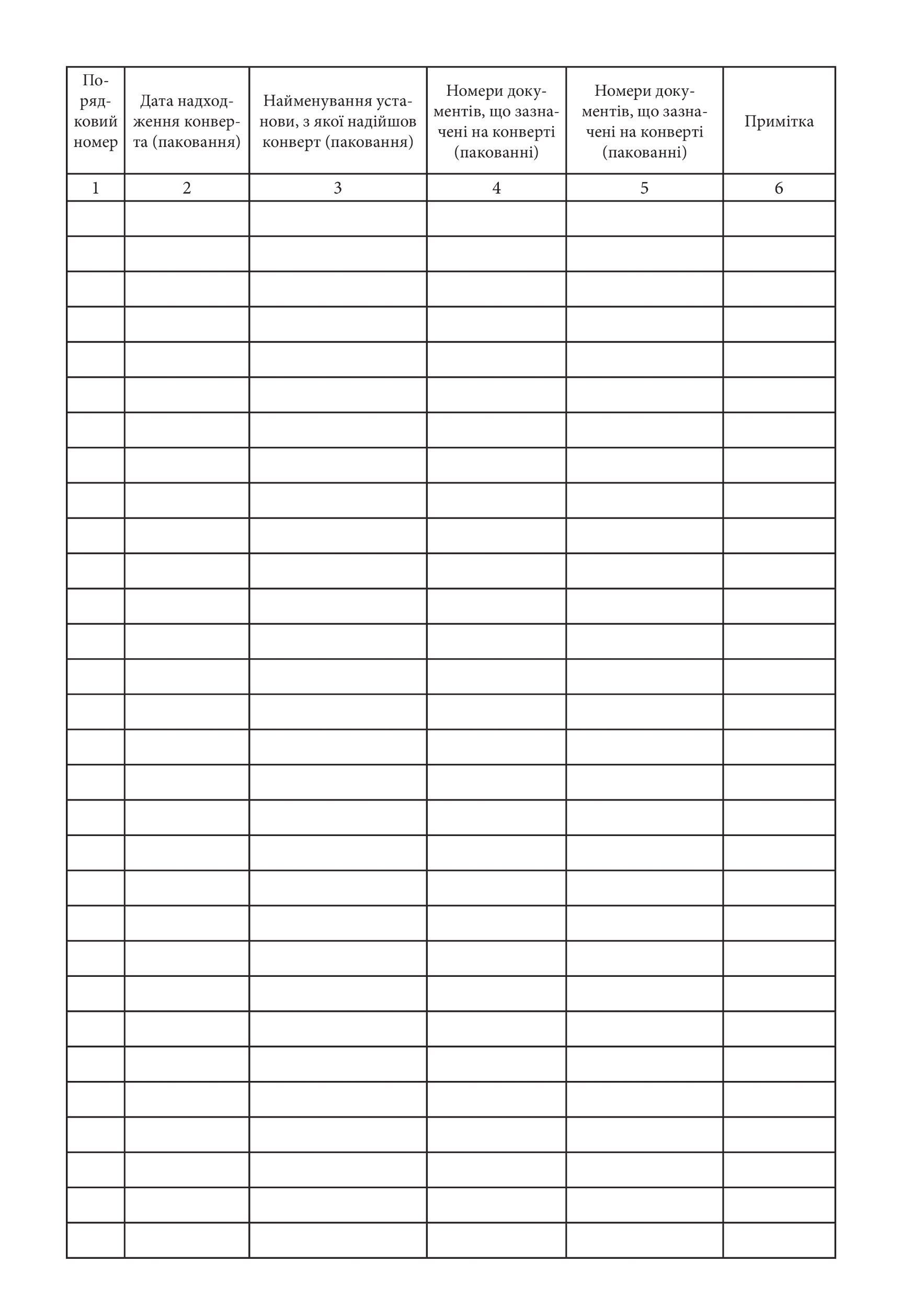 Журнал обліку конвертів (паковань) з грифом “Для службового користування”, додаток 74 (70). Автор — Генеральний штаб ЗСУ. 