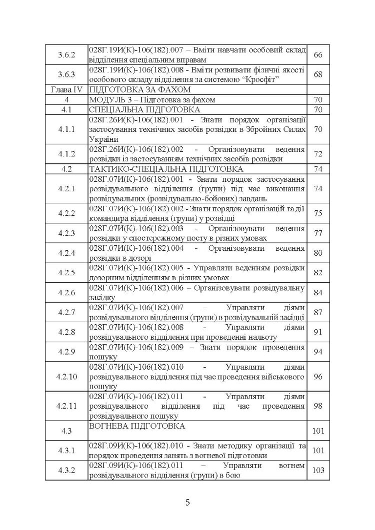 Фахова підготовка базового рівня фахівців розвідки для частин військової розвідки та підрозділів розвідки механізованих, мотопіхотних, гірсько- штурмових, танкових військових частин (підрозділів)