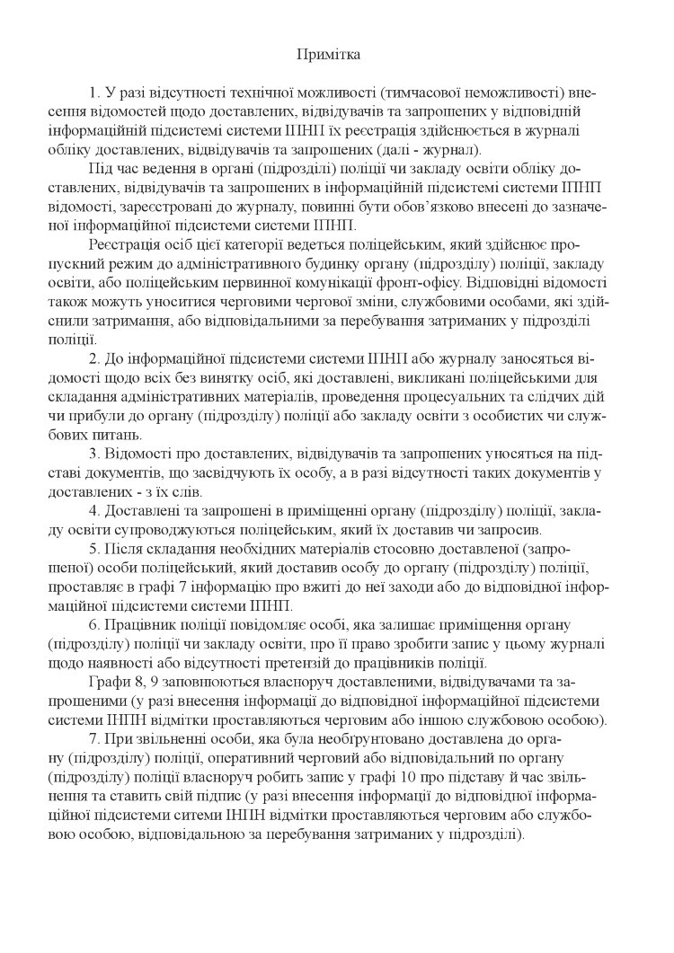 Журнал обліку доставлених, відвідувачів та запрошених