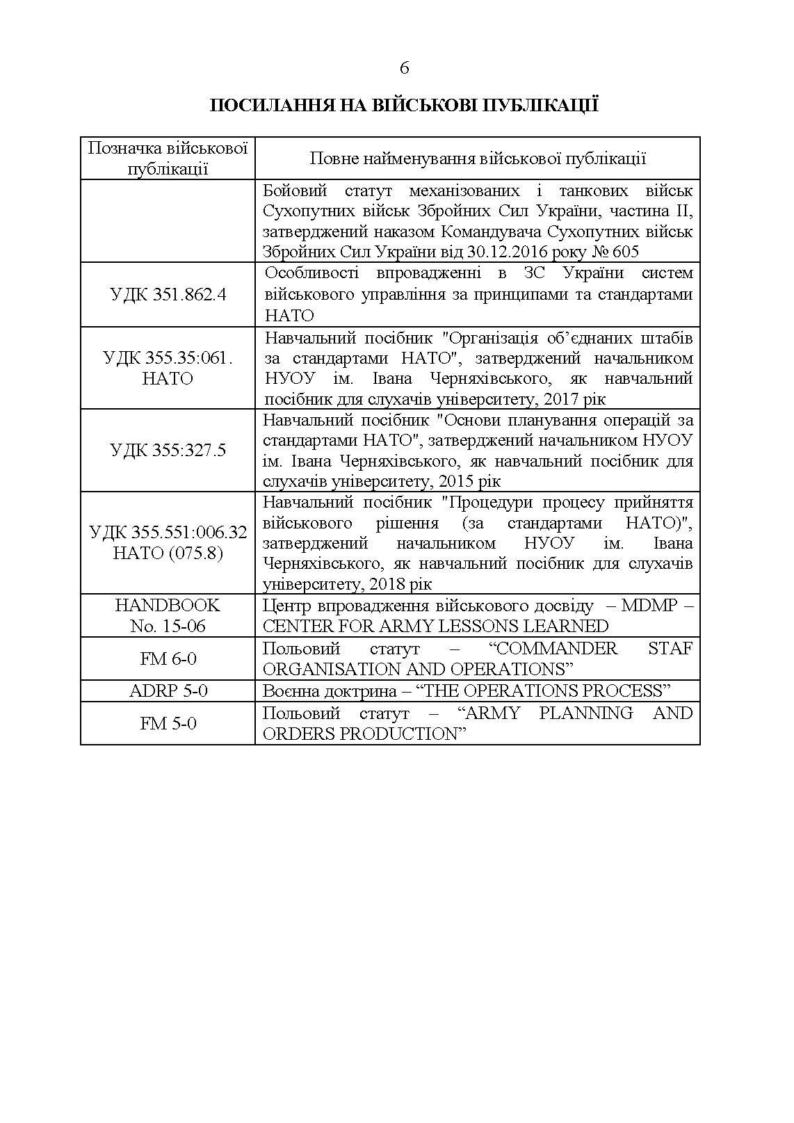 Методичні рекомендації з планування та організації бою за стандартами НАТО (штаб бригади (батальйону) та їм рівних). . 