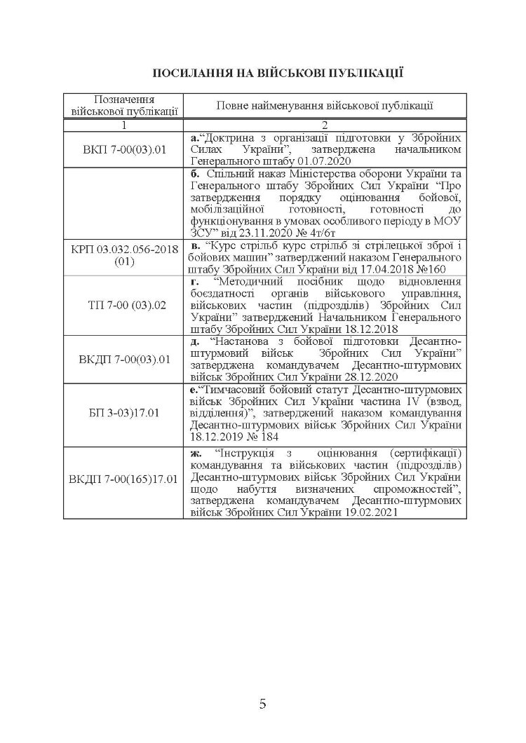 Методика підготовки та проведення бойових стрільб відділень (екіпажів танків), взводів Десантно-штурмових військ Збройних Сил України