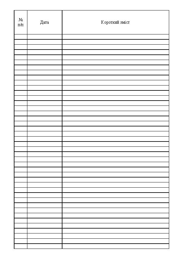 Журнал обліку внутрішніх документів (заяв доповідних пояснювальних записок). . 