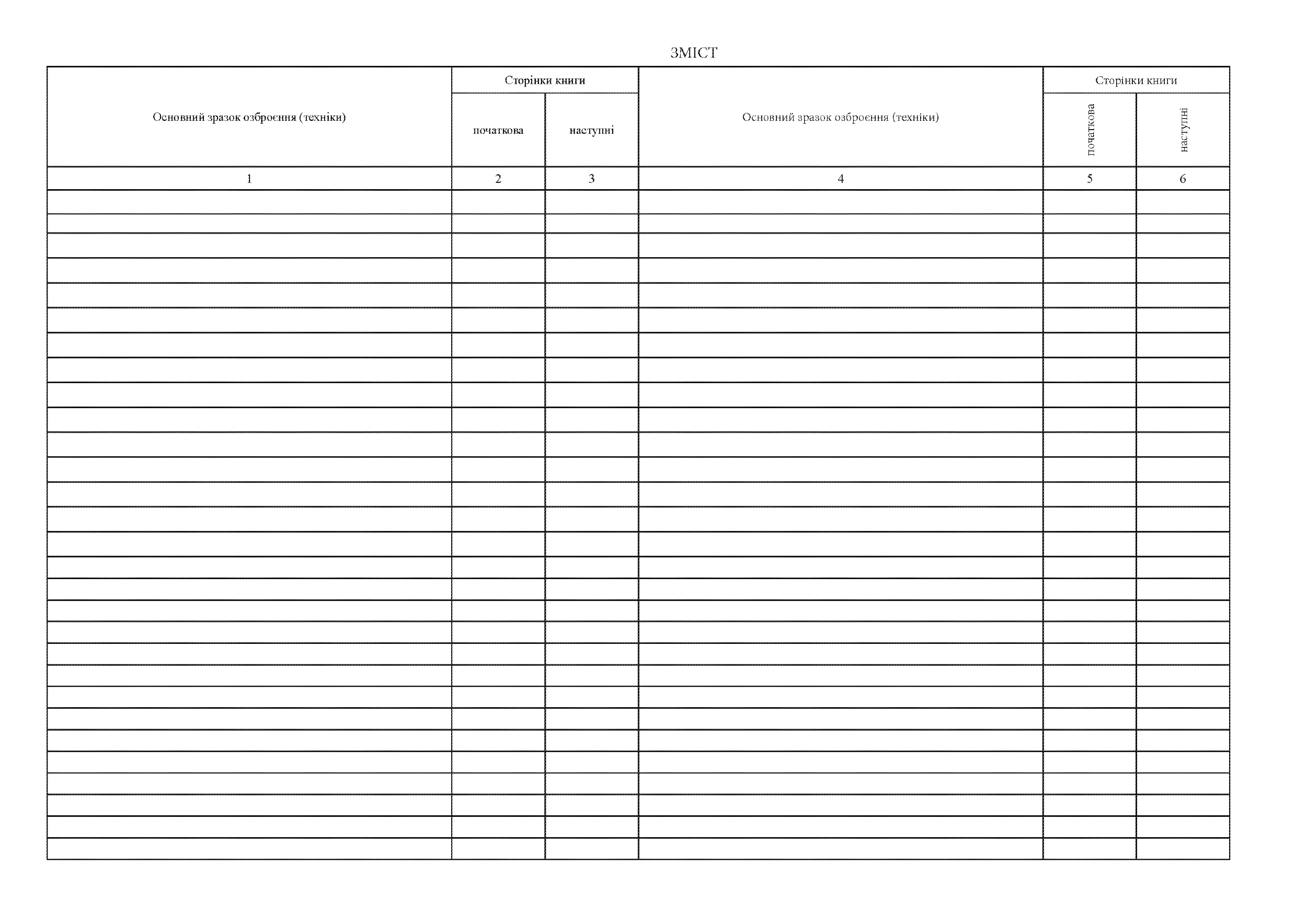 Книга обліку озброєння та техніки за номерами і технічним станом, додаток 13 (формат А3). Автор — Міністерство оборони України. 
